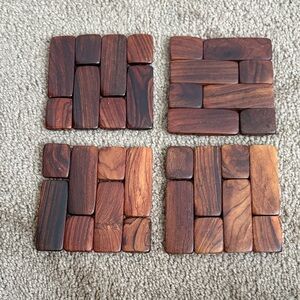 Vintage Wooden Coasters Set